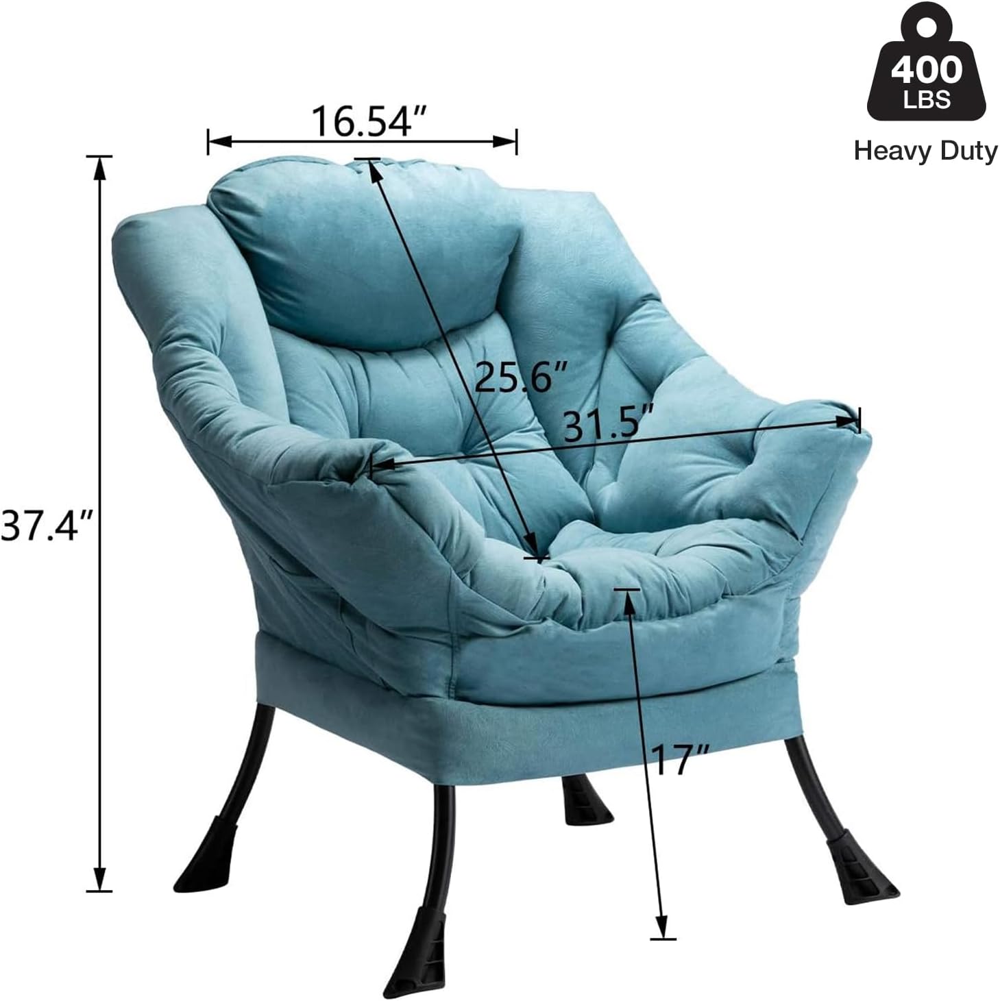 HollyHOME Lazy Chair with Armrest and Side Pocket, Comfy Accent Lounge Chair,Leisure Sofa Armchair for Living Room, Bedroom, Dorm, or Small Spaces, Oversized Reading Sofa Chair, Textured Blue