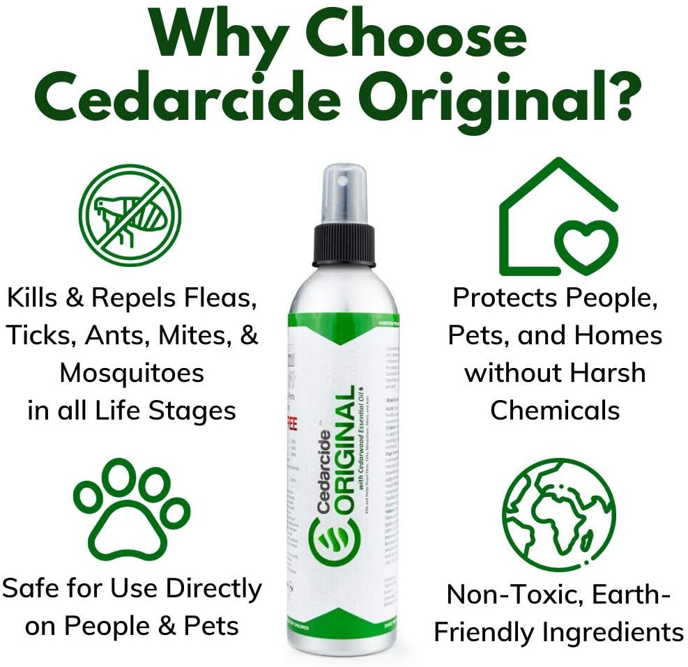 Cedarcide Original Bug Spray | Repel & Kill Fleas, Ticks, Mosquitoes, Mites, Ants & Chiggers | for use on People, Pets & Home | Natural Cedar Oil | Large Size Kit