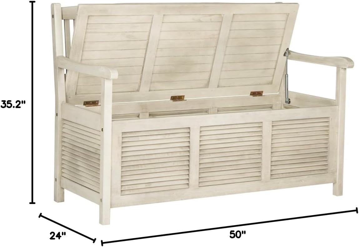 Safavieh Outdoor Collection Brisbane Grey Storage Bench