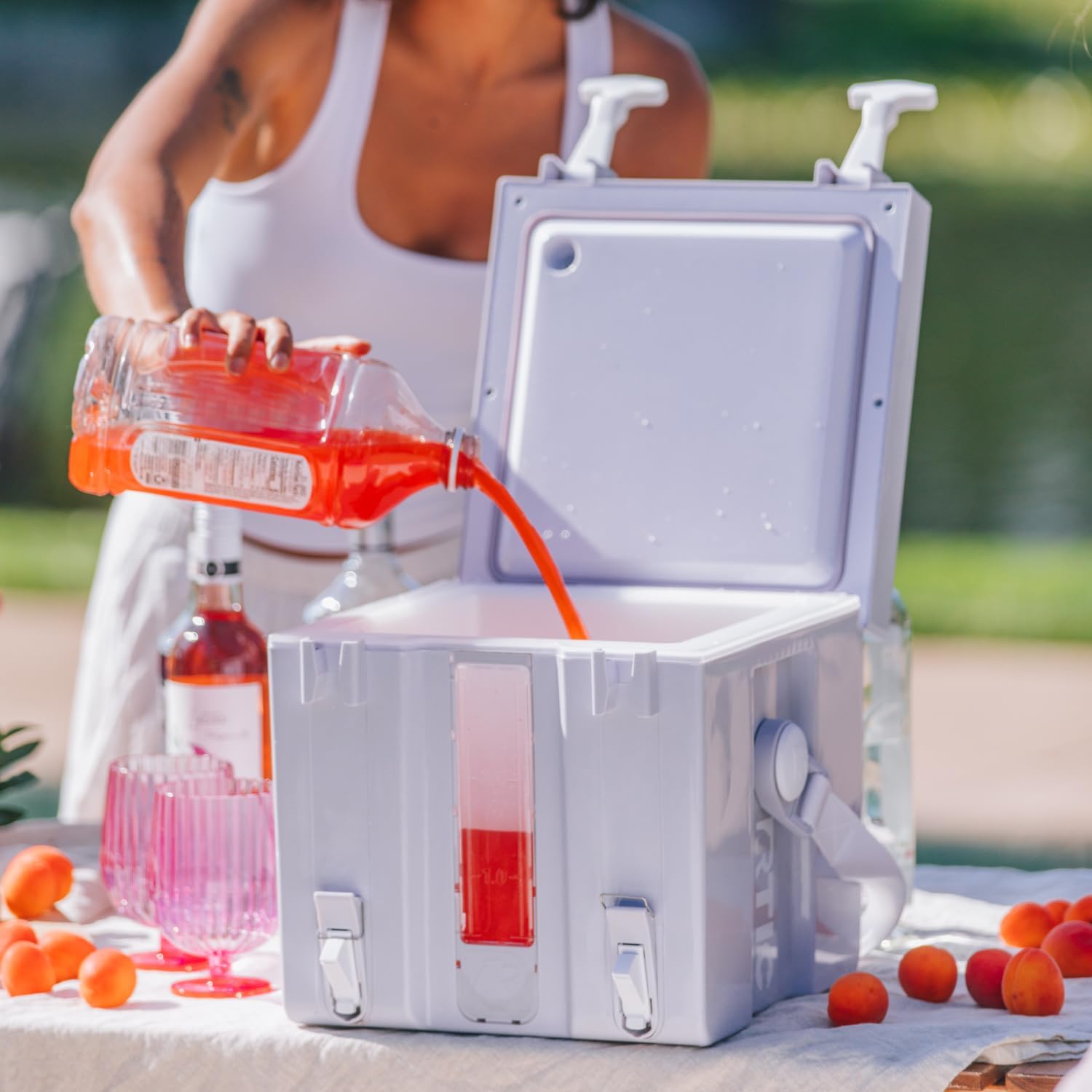 RTIC Halftime Water Cooler Portable Carrier Container, Drink Beverage Dispenser, Stackable with 2 Taps, Bottleless, BPA-Free, for Sports, Camping, BBQ, Parties, Picnic, & More, Dusty Lilac
