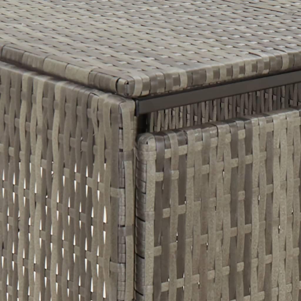 vidaXL Double Wheelie Bin Shed in Gray Poly Rattan - Durable and Weather, Lockable Outdoor Bin Storage with Easy Access Lid, Powder-Coated Steel Frame - Holds 2 Bins