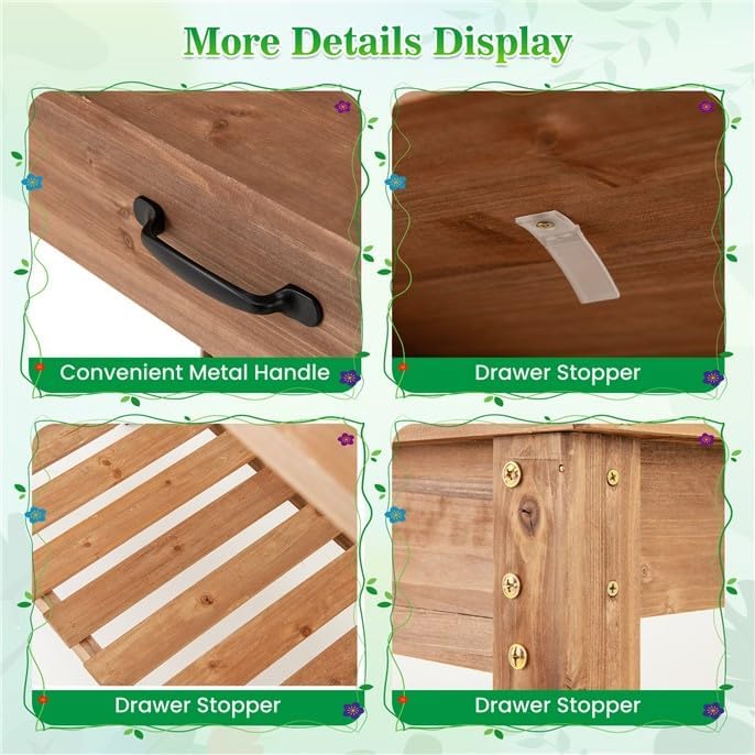 ARNOT Potting Bench,Outdoor Potting Bench Table with Sink and Storage Shelves, Wooden Garden Workstation for Gardening Tools, Planting, and Repotting – Natural Fir Wood (38' x 17' x 50')