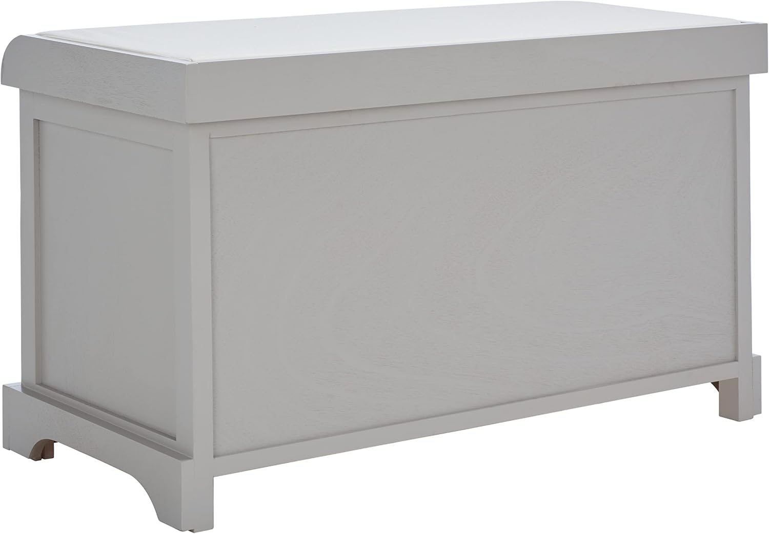 SAFAVIEH Home Collection – Freddy Vintage Grey Storage Bench with Wicker Baskets & Cushion, Entryway Seating Bench, Fully Assembled (AMH5736F)