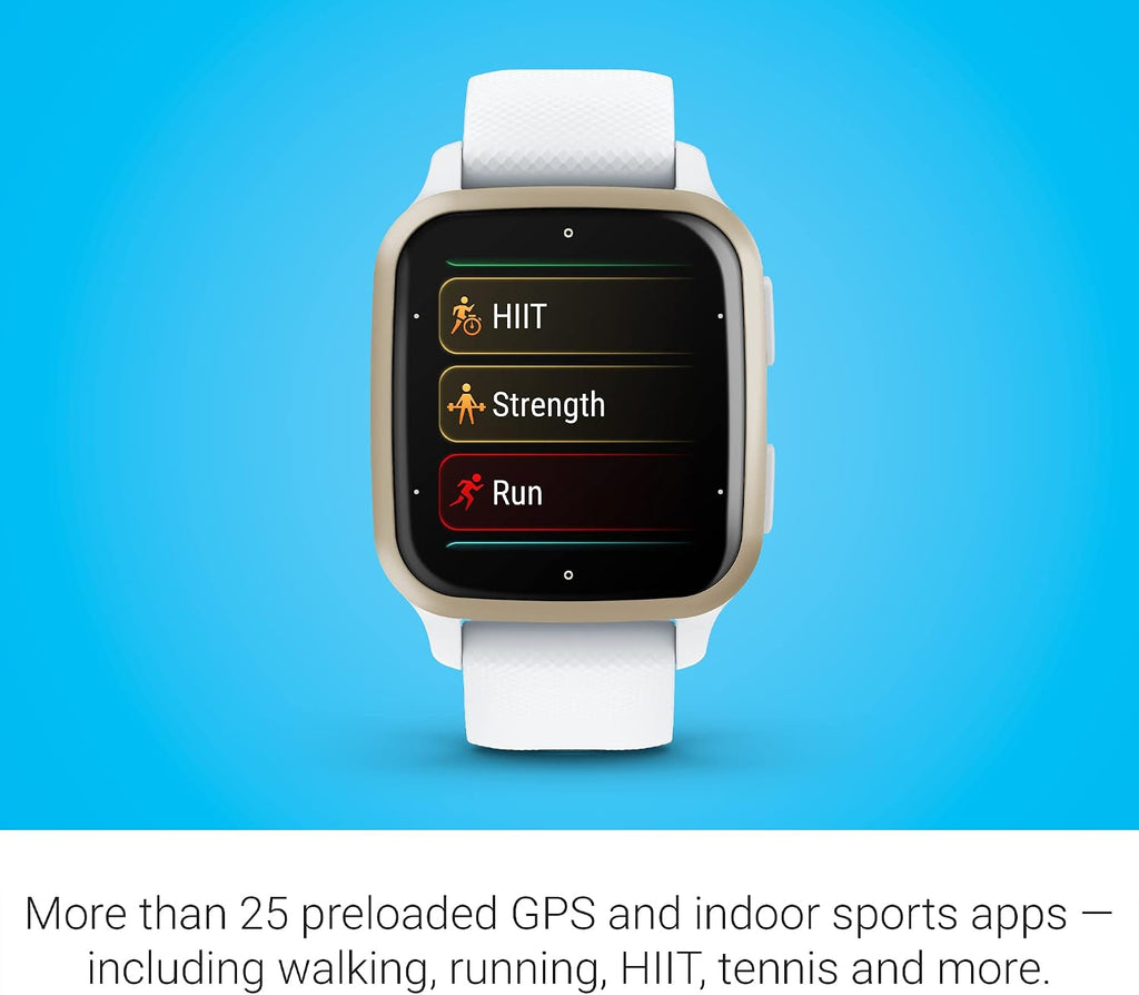 Garmin Venu® Sq 2 GPS Smartwatch, All-Day Health Monitoring, Long-Lasting Battery Life, AMOLED Display, Cream Gold and White (Renewed)