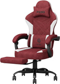 Ergonomic Gaming Chairs for Adults with Retractable Footrest, Fabric Racing Gaming Chair, Height Adujustable Computer Chair Swivel PC Gamer Chairs with Lumbar Support, Gift, 150KG, Red