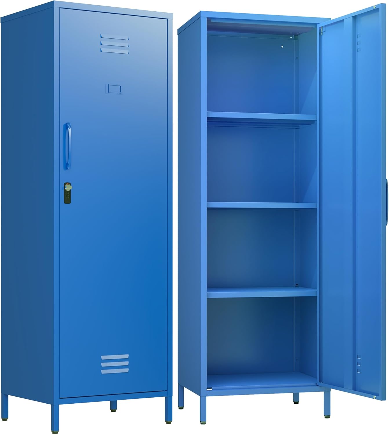 Metal Locker Storage Cabinets Kids Lockable Single File Storage Cabinet with Digital Lock Locker for School Gym Pantry Kitchen (Navy)