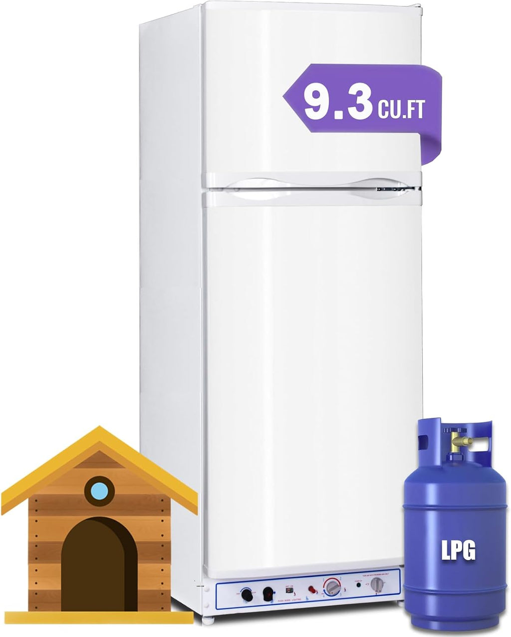 Smad Propane Refrigerator, Off Grid Propane Refrigerator with Freezer 9.3 cu.ft, 110V/Propane Fridge, Gas Fridge for Garage,RV,Food Truck,Chalets