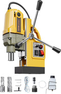 VEVOR Magnetic Drill, 1200W Motor 1.6 in Boring Diameter, 2810 lbf Electric Mag Drill Press, with 2 Coring Bits, Variable Speed, Drilling Machine for Metal Surface, Home Improvement Industry, Yellow