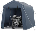 GarveeLife Portable Outdoor Storage Shed with Roll-Up Zipper Door & Vent, 240G Heavy-Duty Shelter Waterproof PE Tarp, UV-Resistant Carport for Motorcycle, Firewood, Tools (Gray, 7'x10')