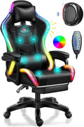 Gaming Chair with LED Light, Full Massage Gaming Chair with Speakers, Ergonomic Pro Computer Gaming Chairs for Adults with footrest Lumbar Support and Backrest Adjustable,B
