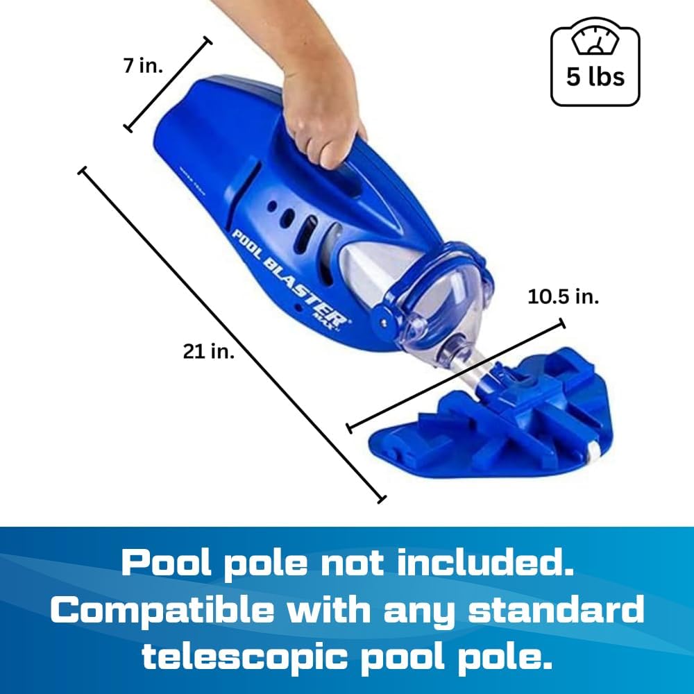 POOL BLASTER Max Cordless Pool Vacuum for Deep Cleaning & Strong Suction, Handheld Rechargeable Swimming Pool Cleaner for Inground and Above Ground Pools, Hoseless Pool Vac by Water Tech