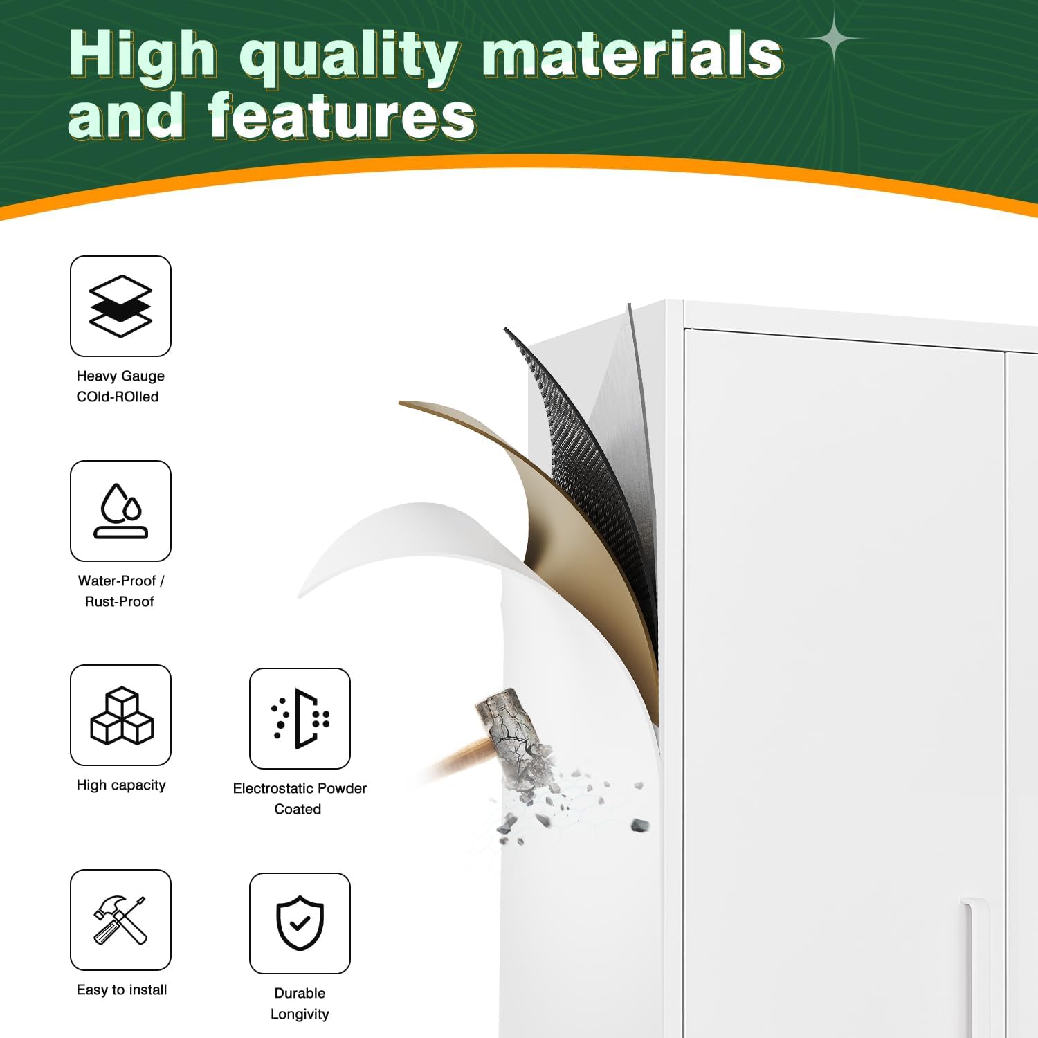 Letaya Metal White Storage Cabinet with Lock-71 Tall Metal Pantry Cabinets,5 Adjustable Shelves and Door for Home,Office,Kitchen,Warehouse,Utility Room(White)