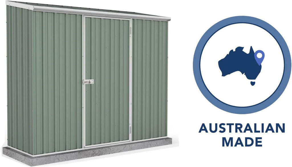 ABSCO 7' x 3' Space Saver Shed, Aluminum and Steel Utility Tool Shed, Outdoor Storage for Backyard, Lawn Patio, Bikes, Pale Eucalypt Metal Shed