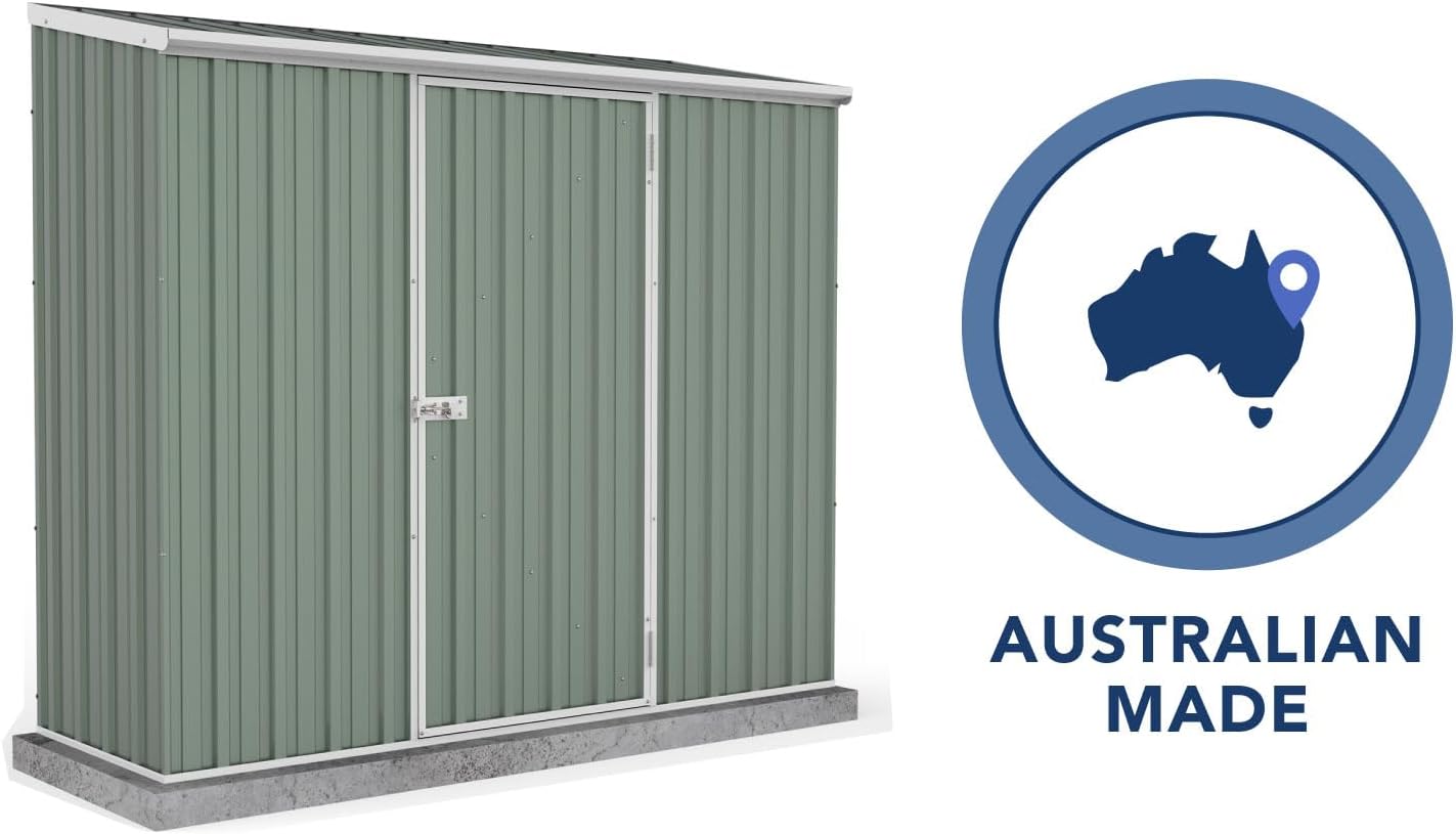 ABSCO 7' x 3' Space Saver Shed, Aluminum and Steel Utility Tool Shed, Outdoor Storage for Backyard, Lawn Patio, Bikes, Pale Eucalypt Metal Shed