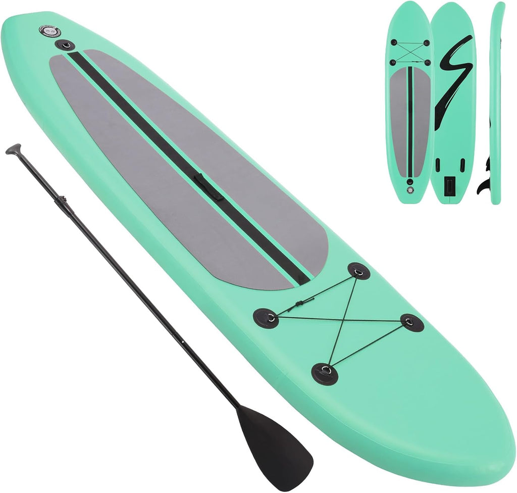 Clevich 12FT Stand Up Paddle Board, Inflatable Paddleboard with SUP Accessories & Carry Bag, Paddle, Hand Pump, Non-Slip Deck, Repair Kit,Leash, 400LBS