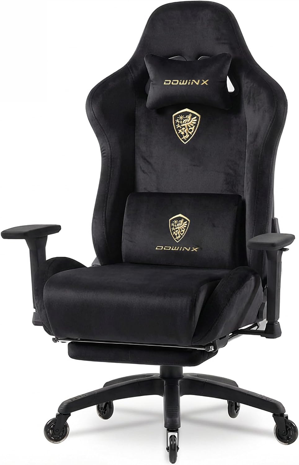 Dowinx Big and Tall Gaming Chair with Suede Fabric Breathable, Game Chairs for Adults with Oversized Thick Seat for 440lbs, Ergonomic Gamer Chair for Streaming & Long Gaming Sessions, Matte Black
