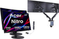 Acer Nitro ED240Q FreeSync FHD 1500R Curve Monitor ZeroFrame Design with 1ms Response Time, VESA Mount (100mm), VGA, HDMI & Dockztorm Hub, Black (UM.UE0AA.H01) & ErgoFlexy Dual Monitor Mount (2Pack)
