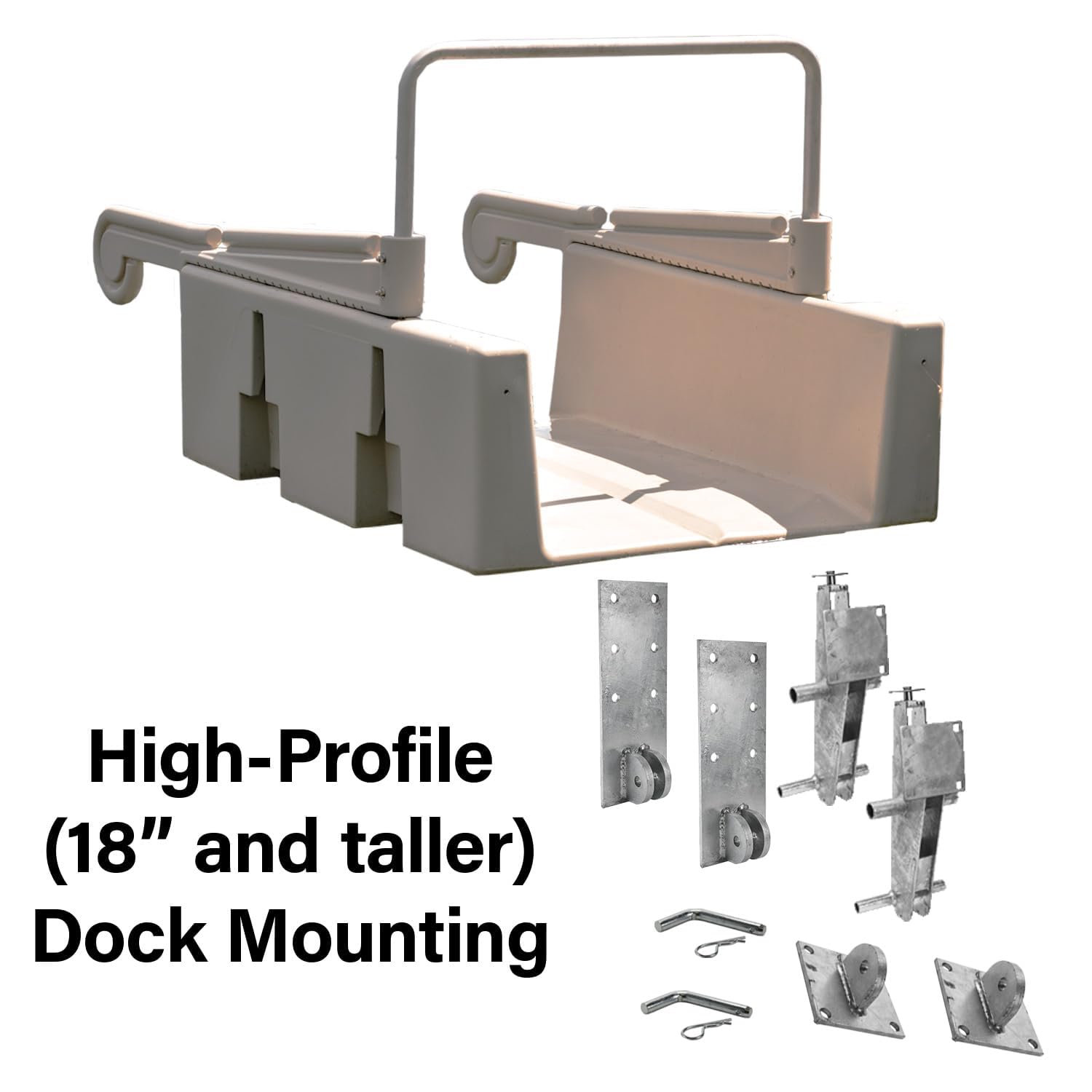 Personal Kayak Launch Station to Safely Launch Kayaks, Canoes, and Stand Up Paddle Boards, for High-Profile Floating Docks, 85-Inch x 48-Inch x 50-Inch, Gray