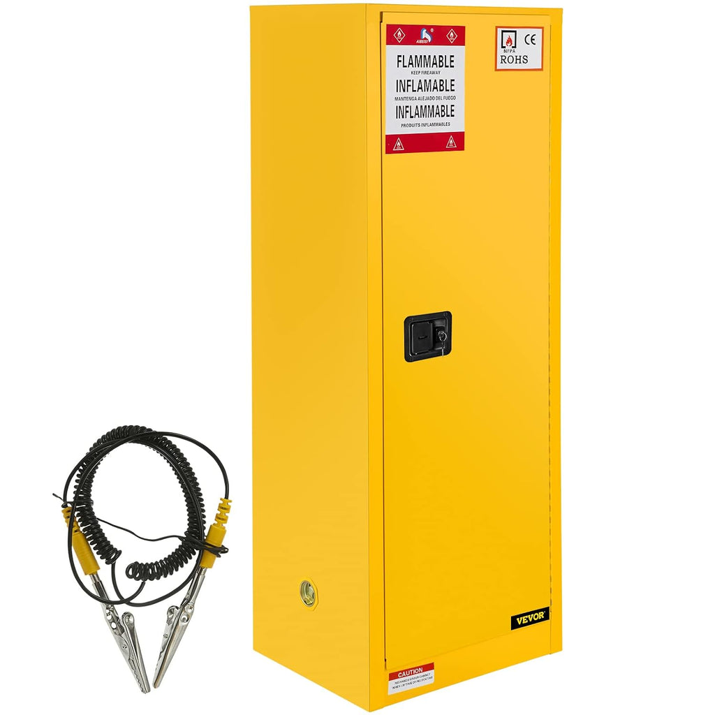 VEVOR Flammable Cabinet 18' x 18' x 35', Galvanized Steel Safety Cabinet, Adjustable Shelf Flammable Storage Cabinet, for Commercial Industrial and Home Use, Yellow: Industrial & Scientific