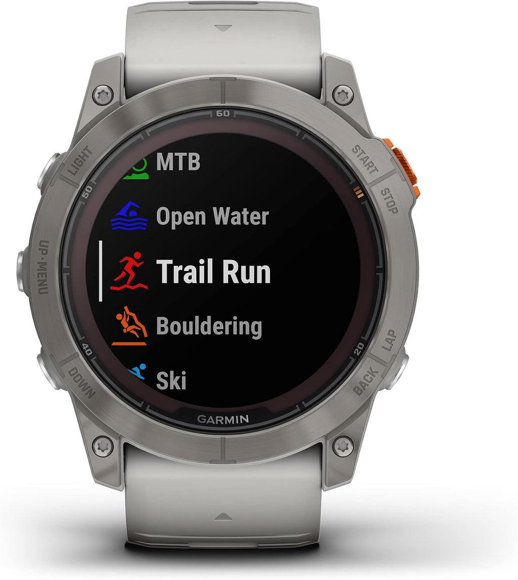 Garmin fēnix 7X Pro Sapphire Solar, Multisport GPS Smartwatch, Built-in Flashlight, Solar Charging Capability, Fog Gray/Ember Orange