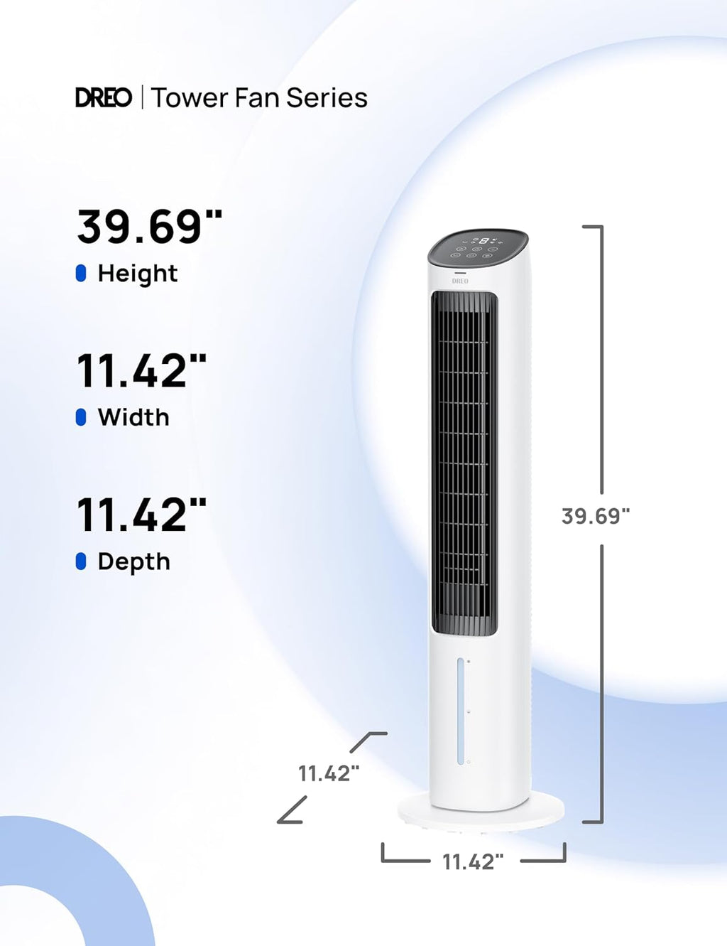 DREO Evaporative Air Cooler, 40' Cooling Fans that Blow Cold Air, 80° Oscillating, Removable Water Tank, Ice Packs, Remote Control, 4 Speeds, 7H Timer, Swamp Cooler for Bedroom, White