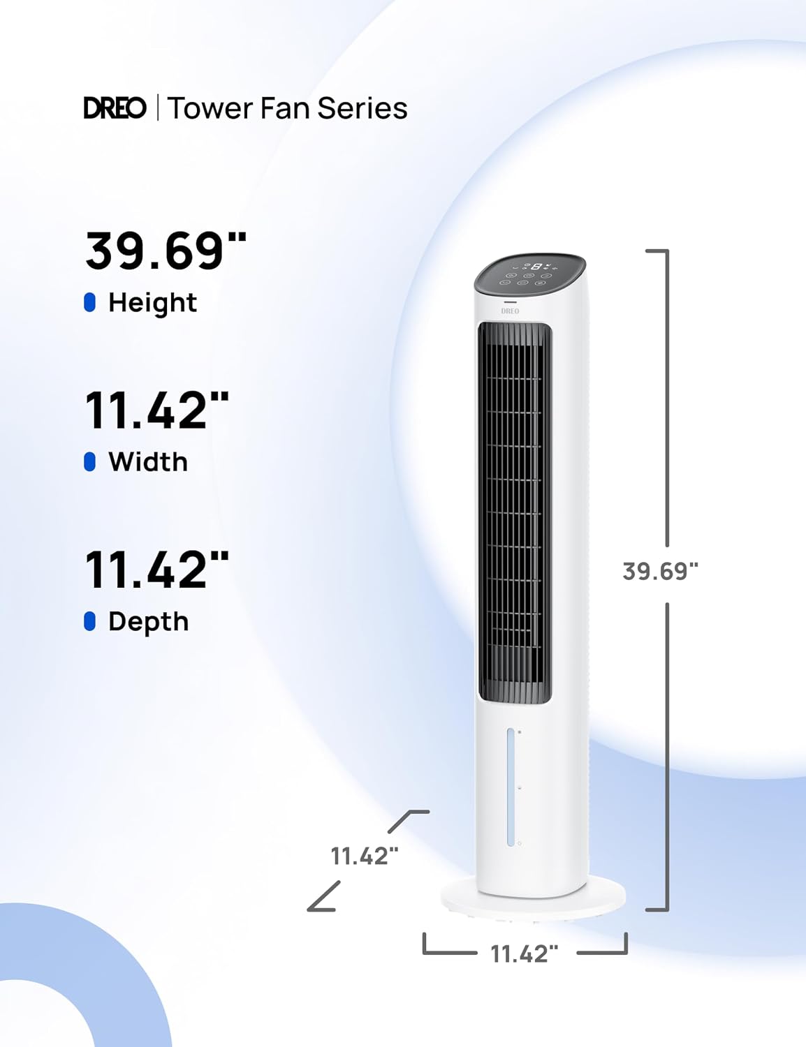 DREO Tower Fan for Bedroom, 40' Cooling Fans That Blow Cold Air, Evaporative Air Cooler with 80° Oscillating, Removable Water Tank, Remote Control, 3 Modes 4-Speed, Quiet Floor Fan, White and Black