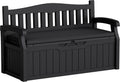 Greesum 80 Gallon Heavy-Duty Outdoor Storage Bench with Cushion, UV-Resistant Resin Bench with Armrest, Deck Box for Garden, Poolside, Patio, Black