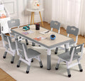 Kids Table and Chair Set, Height Adjustable Toddler Arts & Crafts Table and 6 Chair Set for Ages 2-10,Max 300lbs Kids Activity Art Table for Classroom Daycares,Home
