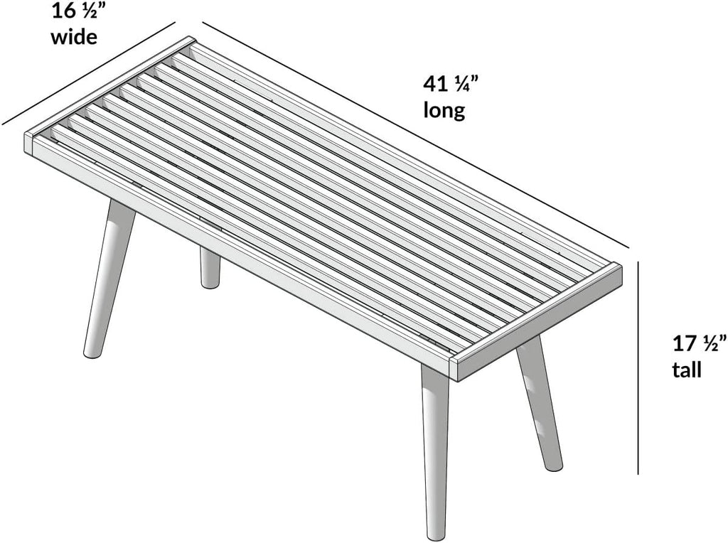 Plank+Beam Entryway Bench, Wooden End of Bed Bench for Bedroom, Mid-Century Modern Square Bench for Hallway, Living Room, Indoor, Porch, 41.25', Black