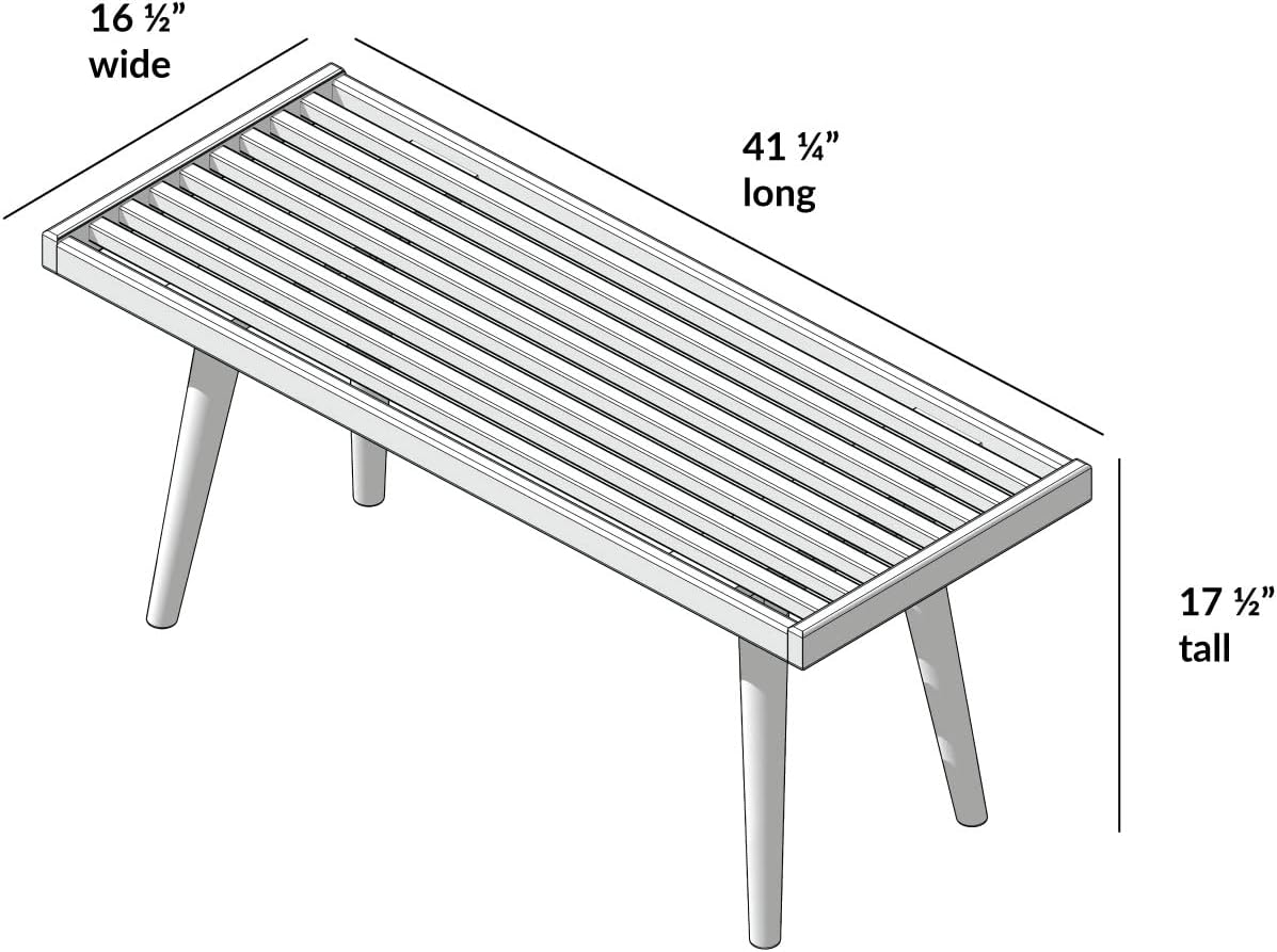 Plank+Beam Entryway Bench, Wooden End of Bed Bench for Bedroom, Mid-Century Modern Square Bench for Hallway, Living Room, Indoor, Porch, 41.25', Clay