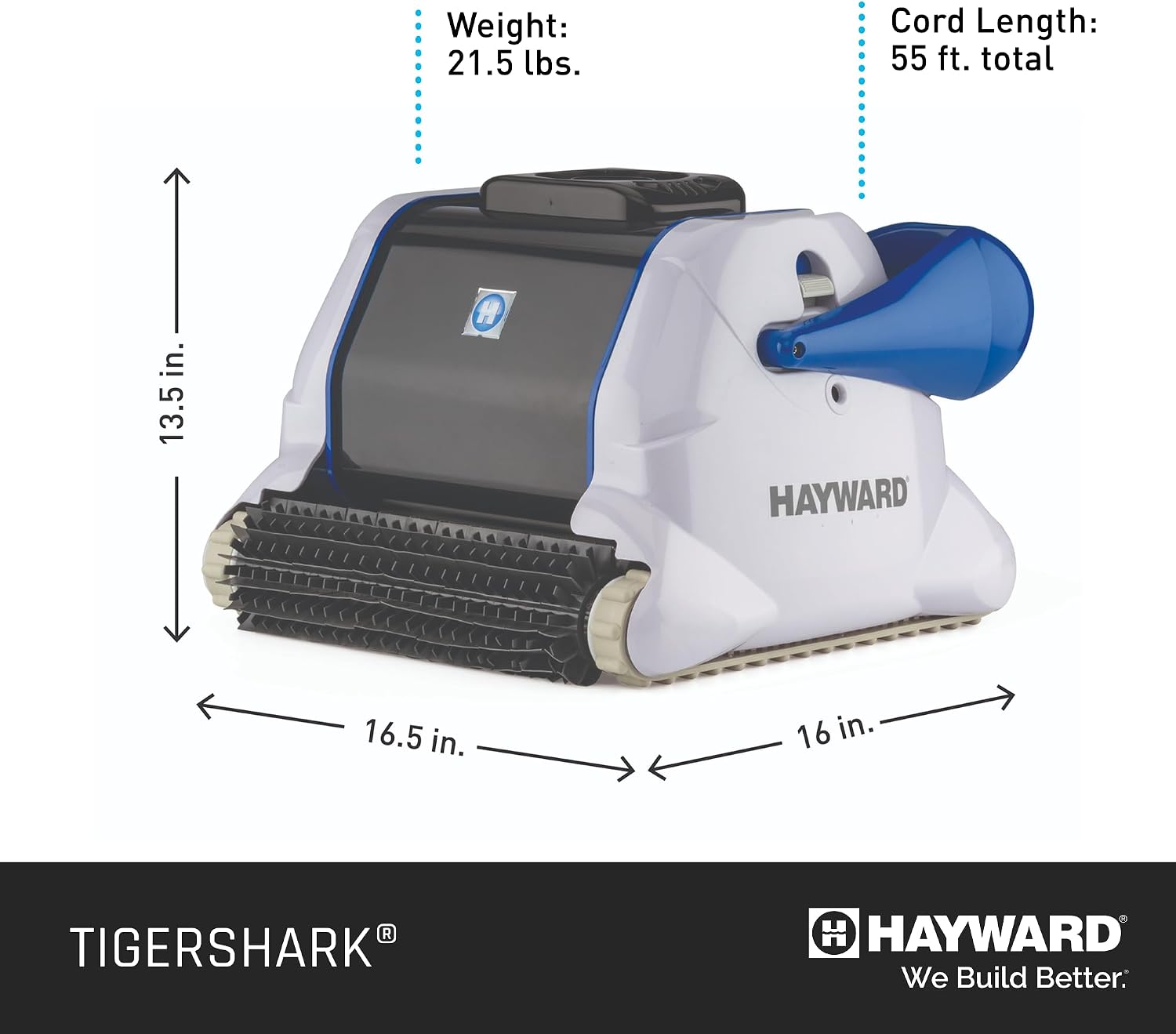 Hayward W3RC9950CUB TigerShark Robotic Pool Cleaner for In-Ground Pools up to 20 x 40 ft. (Automatic Pool Vacuum)