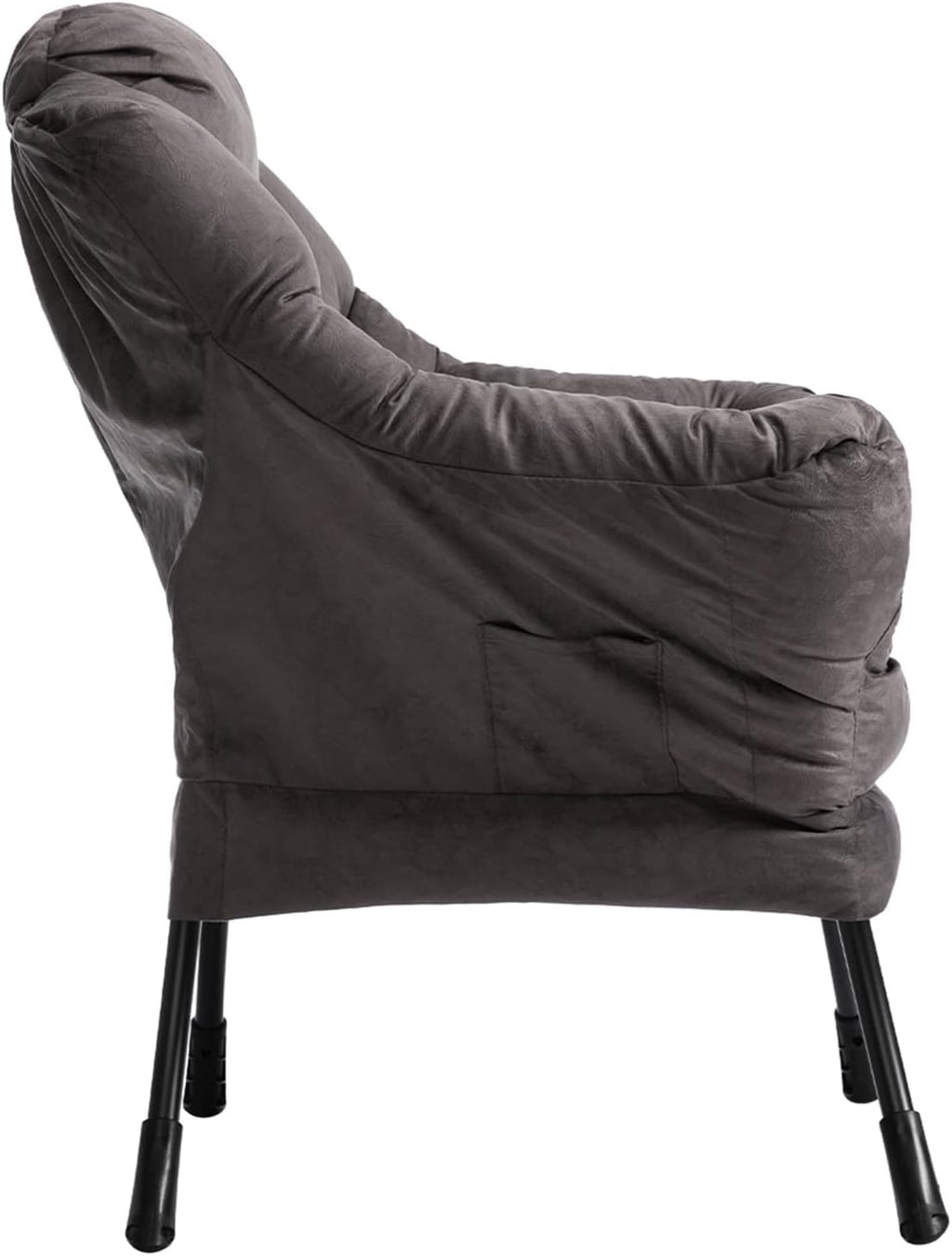 HollyHOME Lazy Chair with Armrest and Side Pocket, Comfy Accent Lounge Chair,Leisure Sofa Armchair for Living Room, Bedroom, Dorm, or Small Spaces, Oversized Reading Sofa Chair,Textured Charcoal Gray