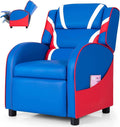 Moccha Kids Recliner Chair with Side Pockets for Boys and Girls Room, Adjustable Kids Couch Chair w/Footrest, Ergonomic Toddler Furniture Sofa (Blue)
