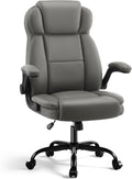 AreShark Ergonomic Office Chair with High Back Headrest,PU Leather Executive Desk Chair Padded Flip-Up Armrests,Lumbar Support,Swivel Computer Chair for Home Office & Gaming,Gray