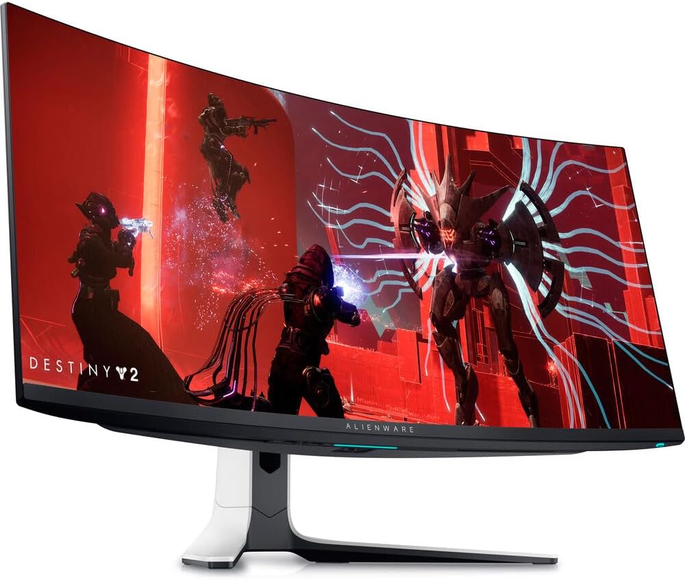 Dell Alienware AW3423DW 34.2″ QD-OLED 1440p HDR 175Hz Curved Gaming Monitor (Lunar Light) | G-SYNC Ultimate UltraWide Display + DisplayPort Cable + Headphone Extender + HDMI Cable + Cleaning Kit