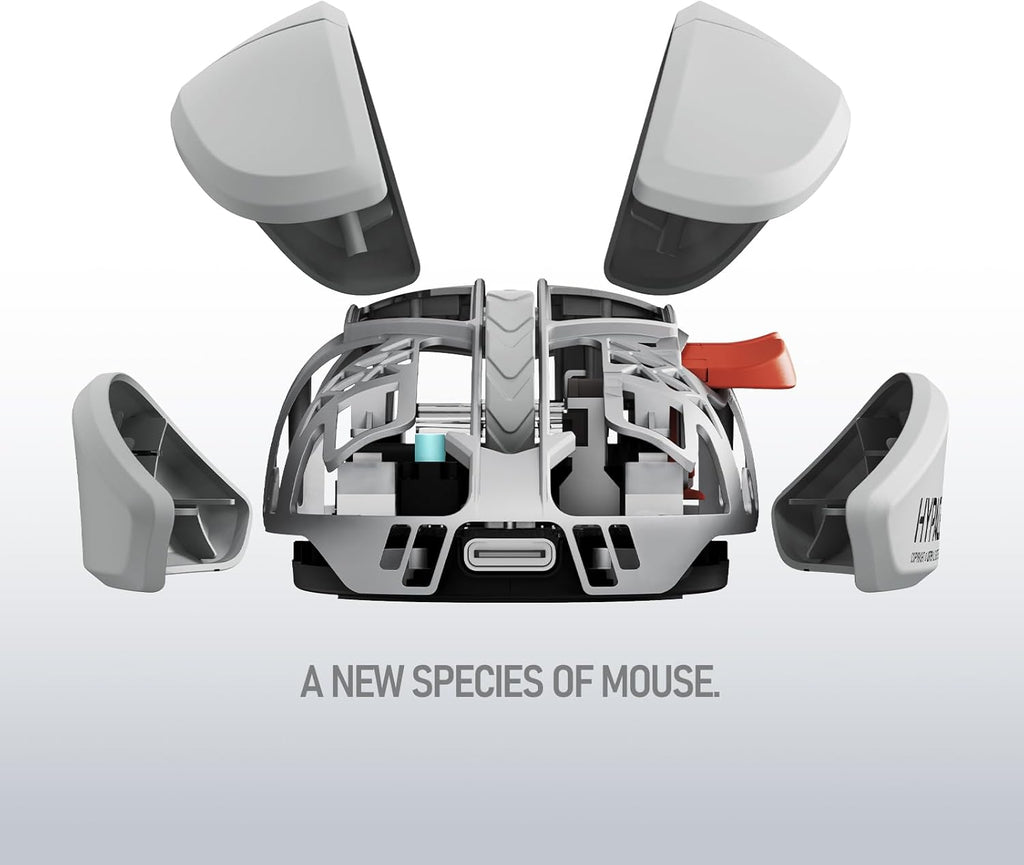 LOFREE Hypace Ultra-Lightweight Wireless Gaming Mouse, 47g, PAW3950 Sensor, 40K DPI, 8K Polling Rate, Mg Alloy Frame, Tri-Mode(Bluetooth/2.4GHz/Wired), 100Hrs Battery for PC/Mac (Crayon Grey)