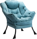 HollyHOME Lazy Chair with Armrest and Side Pocket, Comfy Accent Lounge Chair,Leisure Sofa Armchair for Living Room, Bedroom, Dorm, or Small Spaces, Oversized Reading Sofa Chair, Textured Blue