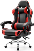 Sweetcrispy Computer Gaming Chair - Ergonomic High Back PU Leather Video Game Chair with Adjustable Headrest & Lumbar Support, Footrest, Racing for Office and Home, Red