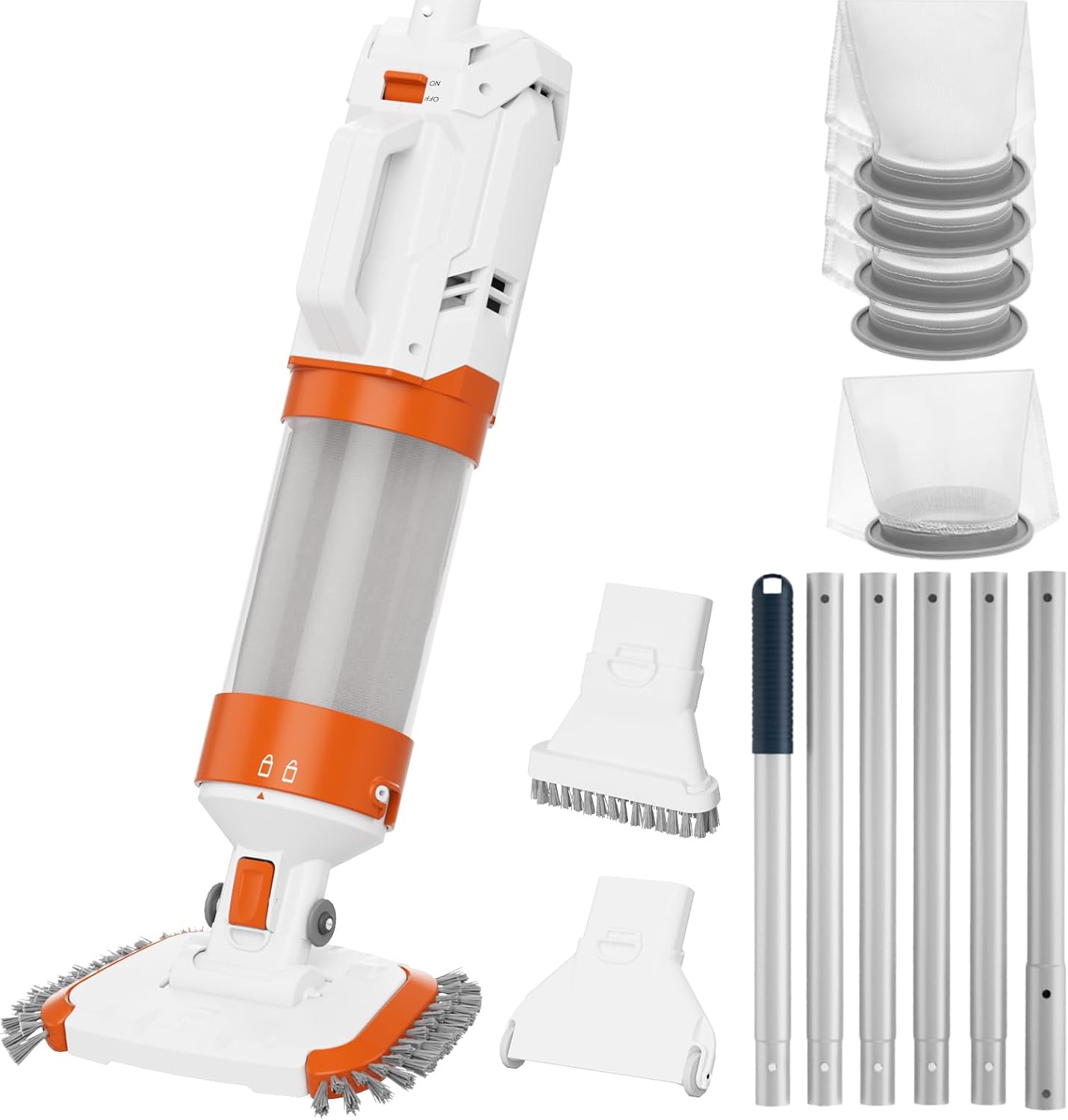 Cordless Pool Vacuum-True Powerful Suction 18.9GPM, 130inch, 1H Runtime, 25µm Fluff Ultra Fine Filter,Handheld Rechargeable Hot Tub Cleaner with Poles for Above Ground&Inground Pool