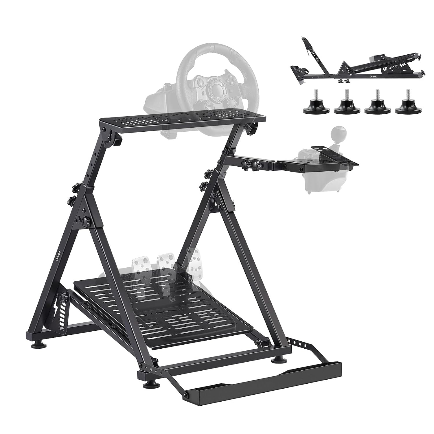 VEVOR Racing Wheel Stand, Adjustable & Foldable Simulator Stand for Logitech G923 G920 G29 G27, Thrustmaster T300RS TX F458 T500RS T3PA-PRO(F1/GT) Gaming Cockpit,Pedals Simulator NOT Included