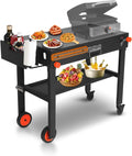 Rolling Grill Cart with Spice Rack, Blackstone Stand for 17'& 22' Griddle, Grill Stand with Storage Shelf, Griddle Table for Ninja, Weber, Portable Grills Table for Patio, Backyard, Camping