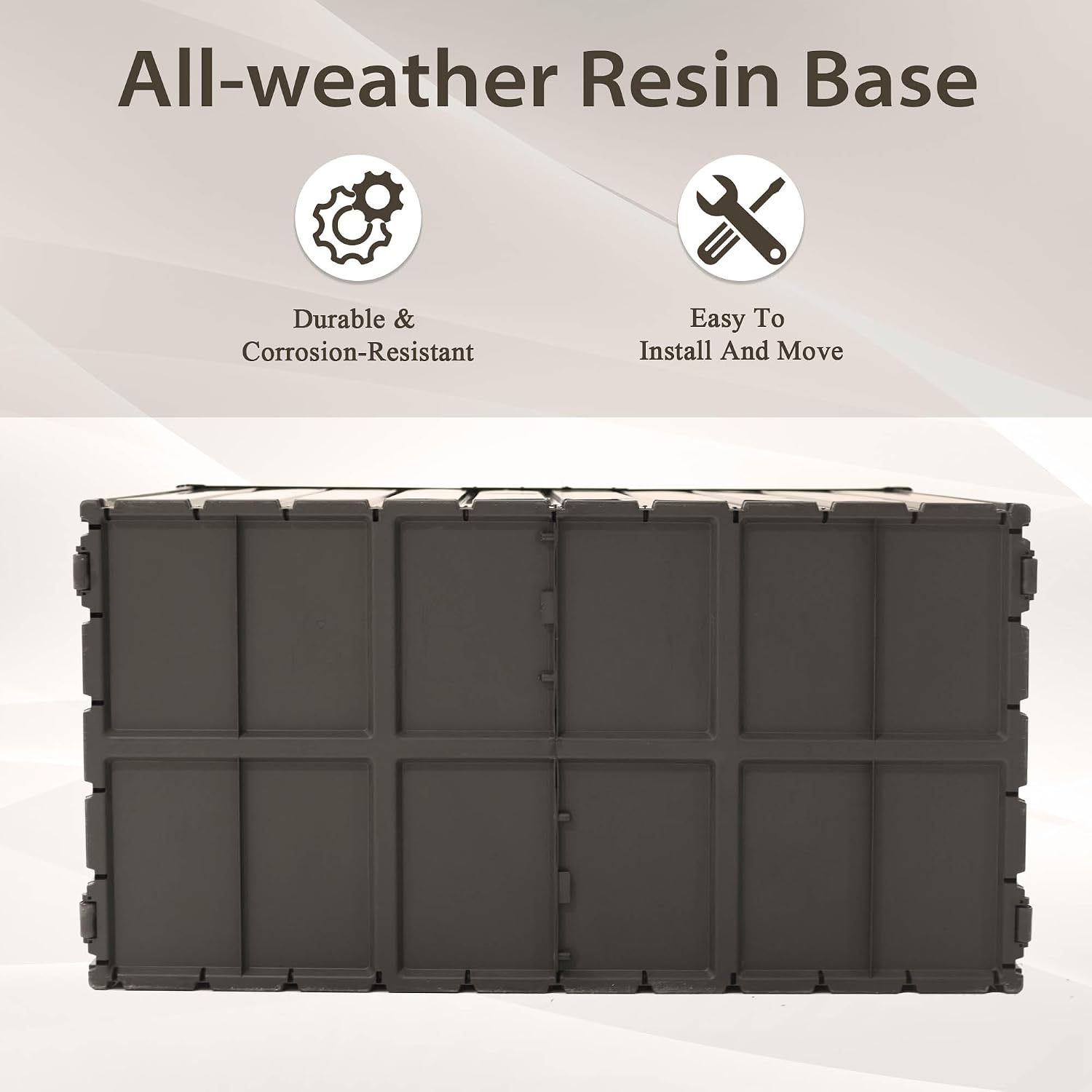 100 Gallon Metal Deck Box, Outdoor Storage Box Waterproof with Wheels, Lockable Storage Container for Patio Furniture Cushions Garden Tools, Dark Brown