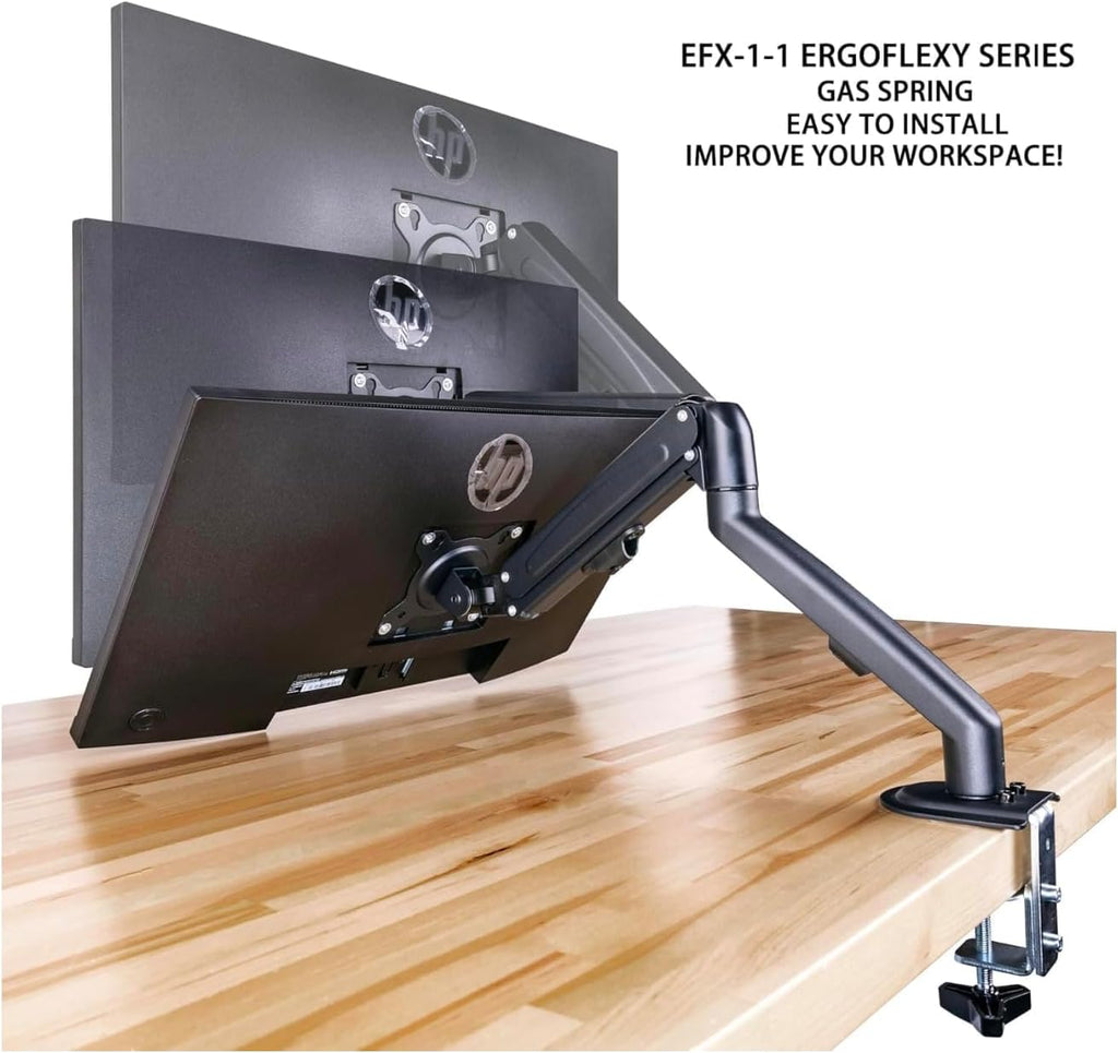 Acer Nitro ED240Q FreeSync FHD 1500R Curve Monitor ZeroFrame Design w/ 1ms Response Time, VESA Mount (100mm), VGA, HDMI & Dockztorm USB Port Expander, Black (UM.UE0AA.H01) & Ergoflexy Single Mount Arm
