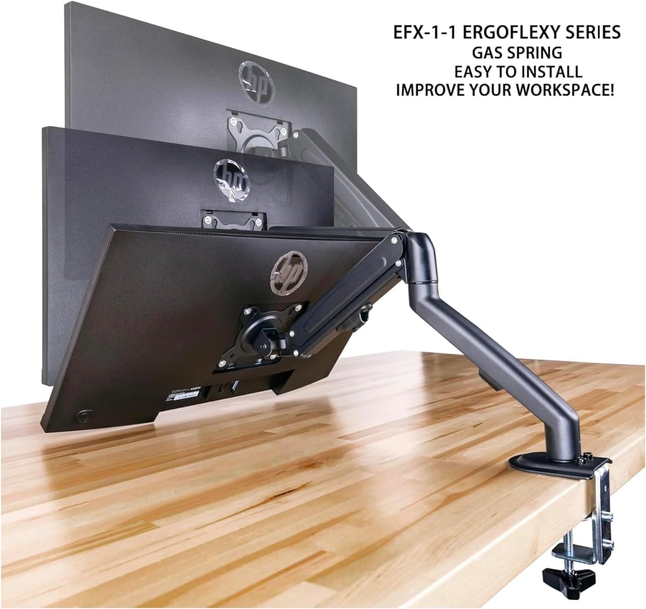 Acer Nitro ED240Q FreeSync FHD 1500R Curve Monitor ZeroFrame Design w/ 1ms Response Time, VESA Mount (100mm), VGA, HDMI & Dockztorm USB Port Expander, Black (UM.UE0AA.H01) & Ergoflexy Single Mount Arm