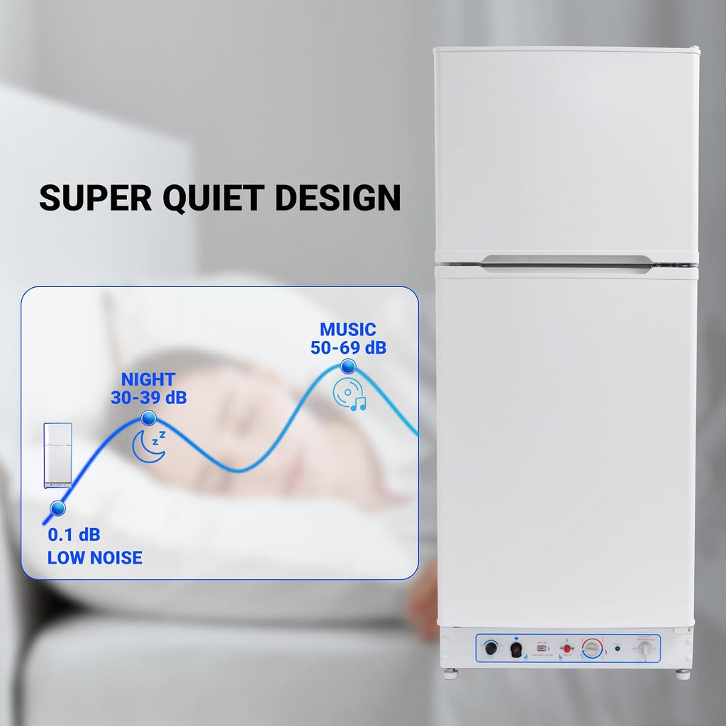 Smad Propane Refrigerator With Freezer 6.1 cu.ft, Off Grid Propane Refrigerator, Gas Fridge, 110V / LPG with Top Freezer, for Garage,RV,Food Truck,Chalets Use, White
