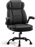 AreShark Ergonomic Office Chair with High Back Headrest,PU Leather Executive Desk Chair Padded Flip-Up Armrests,Lumbar Support,Swivel Computer Chair for Home Office & Gaming,Black
