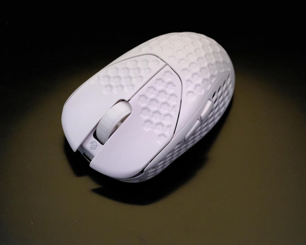 GWolves HTR Lightweight Wireless Fingertip Grip Gaming Mouse,~28Gram,8K-Report,Low Latency,PAW3395 26,000CPI,Nrf52840 CPU,6 Programmable Btns,On-Board Memory,PC/Mac and Laptop (Honeycomb, White)