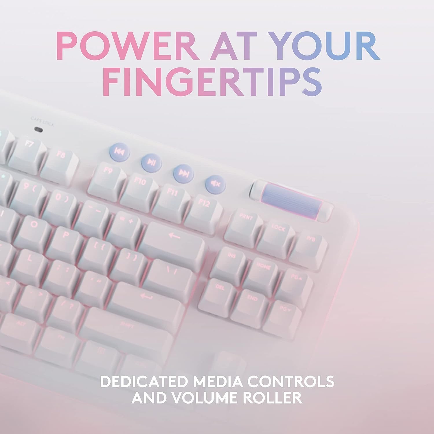 Logitech G715 Wireless Mechanical Gaming Keyboard with LIGHTSYNC RGB, Lightspeed, Linear Switches (GX Red), and Keyboard Palm Rest, PC/Mac Compatible - White Mist (Renewed)