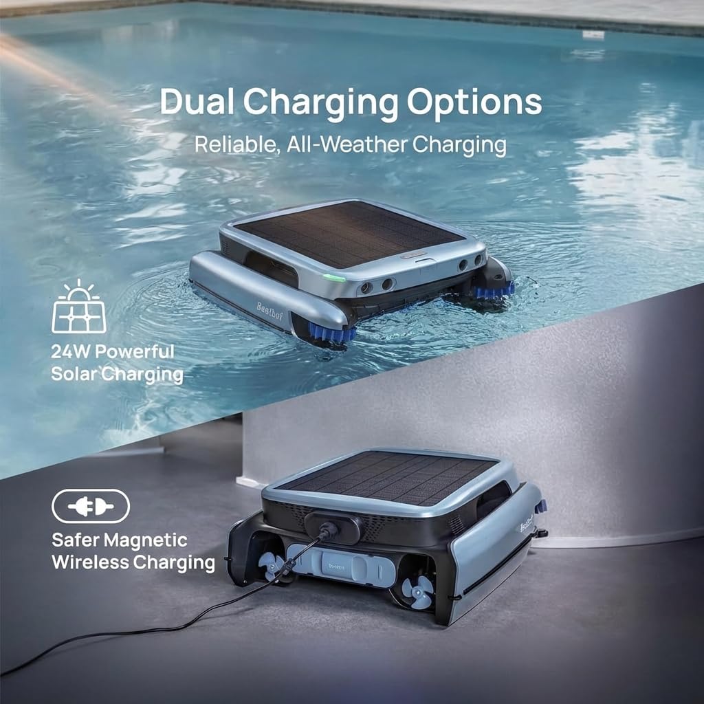 Beatbot iSkim Ultra Solar-Powered Auto Pool Skimmer 24/7 Cleaning, Built-in Water Clarification, Smart App & Voice Control, Dual Charging, Precision Edge & Corner Cleanup, Navy Blue