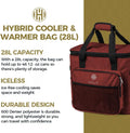 Halo 28L Hybrid Cooler & Warmer Bag | Electric Travel Cooler, Collapsible for Easy Storage, Keep Drinks Cold & Food Warm, Ice Free Cooling, Includes Shoulder Strap, DC Power Cord & AC Adapter